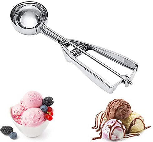 Ice Cream Scoops with Easy Trigger Stainless Steel Cookie Scoops Cookie Dough Scoope with Trigger Cupcake Scoop Perfect Make Ball for DIY Fruit Baller, Meatball, Melon, Muffin, Mashed Food - 6CM