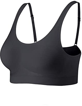Lemef Non Wired Bras for Women Comfort Wireless Bras Seamless Wirefree Bras Full-Coverage 1*Black, S