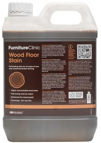 Wood Floor Stain (White Ash, 2.5L) – Highly Concentrated, Quick Drying Wood Stain for All Types of New & Reclaimed Timber Flooring – Water Based and Low Odour