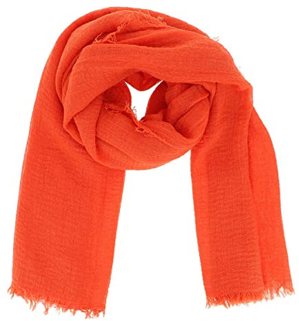 moonbow Pañuelo Mujer Liso Naranja - 20% Algodón 80% Viscosa con Flecos - Estola Mujer Larga y Rectangular 180cm x 90cm - Bufanda Fina Ligera y Suave - Fular Original - Chal para todos los días