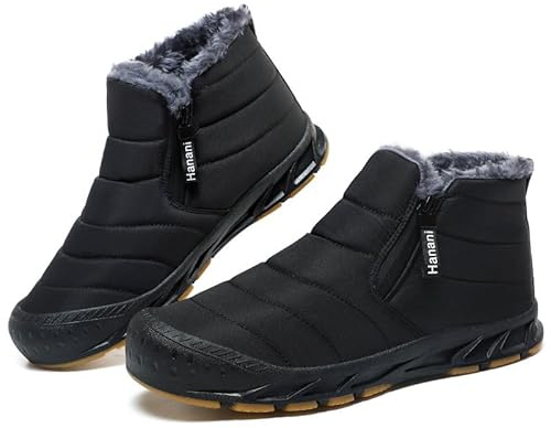 ziitop Botas De Invierno Para Hombre Con Forro CáLido Botas de Nieve Con Cremallera Botas De Cañ A Corta Planas De Invierno Para Exteriores CóModas y Antideslizantes Todo negro 43 EU