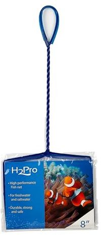 H2Pro Blue Aquarium Fish Net – High Performance Fish Tank Net with Fine Mesh & Durable Handle for Freshwater & Saltwater Aquariums, 8 Inch