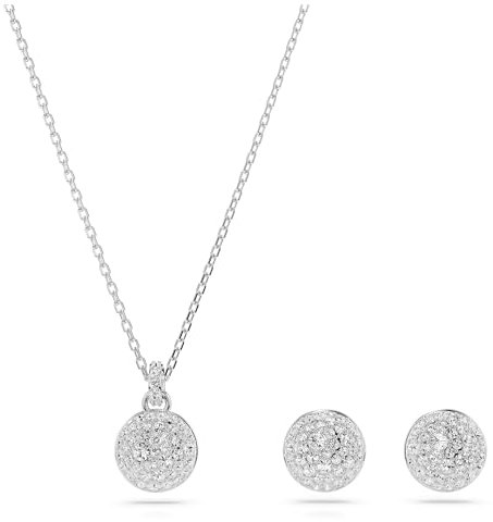 Swarovski Sublima Set, Rhodinierte Halskette und Ohrringe mit Strahlenden Swarovski Kristallen