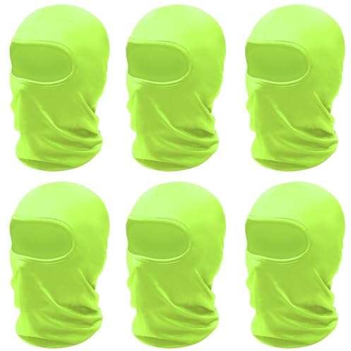 SHEVERCH 6 Pack Neon Green Ski Mask Men Women Balaclava Face Covering Windproof Dustproof Sun Potection Motorcycling Football