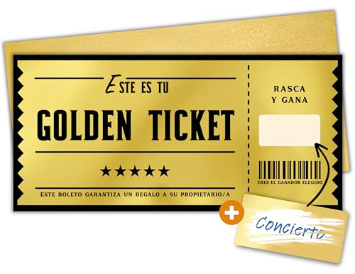 Milijou | Billete dorado para rascar | Golden Ticket | Regalo viaje sorpresa, Tarjeta de rascar, Tarjeta de embarque personalizable, Cupón viaje, Regalo pareja romántico para San Valentín
