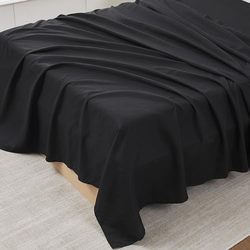 Ultra Soft & Breathable Brushed Microfiber Top Sheet - Full Size, Black