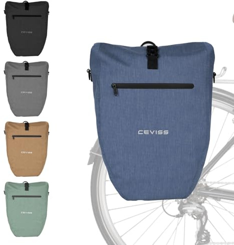 CEVISS Fahrradtasche aus TPU für Gepäckträger 28L Wasserdicht mit Reflektoren, Quick Connect System mit Trage- und Umhängegurt