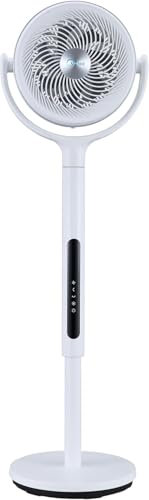MIDEA Ventilador de Pie de 12 Velocidades con Control Remoto - Ventilador Silencioso con Oscilación 120º + 135º - Ventiladores con Temporizador, Filtro, y Doble Aspa - Flujo de Aire hasta 24 m