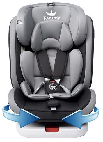 Baby Autositz Kindersitz 360°drehbar mit ISOFIX und Ruheposition, Gruppe 0+1/2/3, 9-36 kg, 0-12 Year, 5-Punkt-Sicherheitsgurt, Kinderautositz