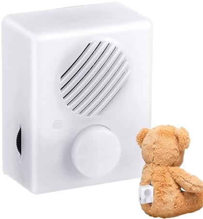 Recordadora de voz pequeña - Generador de sonido de peluche con función USB | 360 segundos Botón grabable | Caja de grabación blanca para muñecas para niños, almohadas, juguetes, mensaje de voz person