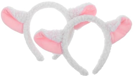 FRCOLOR Cerchietto ed Elastico con Orecchie di Agnello per Chioma 2 Pezzi in Peluche Bianco Morbido per Costumi e Feste a Tema Divertenti