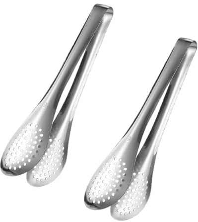 2 piezas Pintas de comida de acero inoxidable, pinzas de acero inoxidable para barbacoa, cocción, ensalada, asado, porción y freír