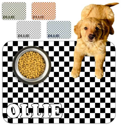 Personalisierte Futtermatte für Hunde und Katzen, mit Namen, personalisierbar, rutschfest, wasserdicht, leicht zu reinigen, Geschenk für Tierliebhaber, Style07
