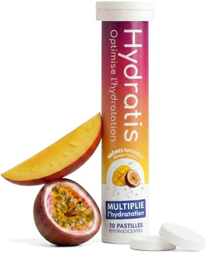 HYDRATIS - 20 Pastilles Hydratation Electrolytes - Mangue Passion | Améliore l'Hydratation et Favorise l'Énergie - Formule Isotonique - Sport. Récupération. Bien-être
