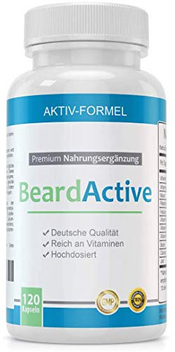 BeardActive - Multivitamin und Mineralien Komplex - MADE IN GERMANY - 120 Kapseln hochdosiert - mit Biotin, Vitamin B2, Vitamin B12, Calcium und vieles mehr