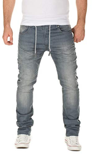 WOTEGA Noah - Sweathose Jeans - Herren Jogger Cargo Hosen Slim Fit - Denim Männer Jogginghose, Grau (Turbulence Grey 3R4215), W36/L32