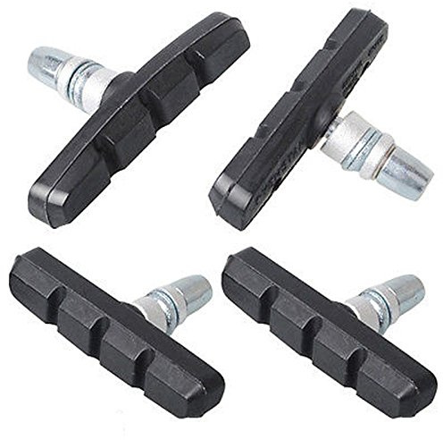 BlueSunshine 70mm Mountain Road Bicycle Cycling Bike Braking V-Brake Brake Holder Shoes Rubber Pad, No-Noise, No-Skid, 4 Pieces (2 Pairs, Black)