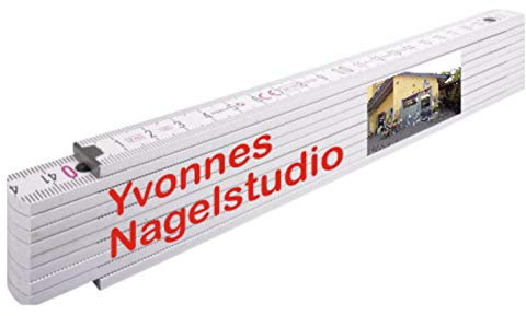 Indula Shopsystem Metro plegable de 2 m con imagen propia, texto I 50 unidades, diseño de escala impreso, escala de escala, regalo personalizado para el día del padre