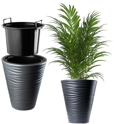 KADAX Pot de Fleurs Haut pour Intérieur et Extérieur, Jardinière avec Grande Taille et Conception Résistante aux Intempéries, Grand Bac à Fleur (Anthracite, 40 cm)