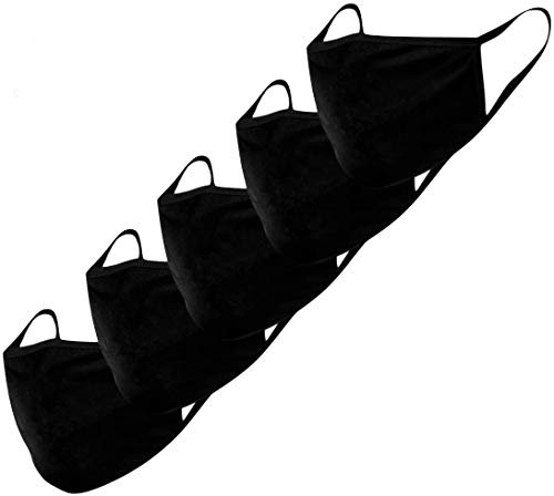 Boolavard Lot de 5 masques en coton anti-poussière, masque facial unisexe pour la peau, réutilisable et lavable pour la course, le cyclisme, les activités de plein air