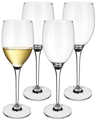 Villeroy & Boch Maxima Weißweinglas, 4er-Set, 365 ml, ? 24 cm, Universalweingläser aus Kristallglas, Klar, Spülmaschinengeeignet