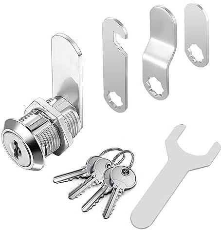 YOUTU® Briefkastenschloss 4 Schlüssel, Drawer Schrankschloss, Möbelschloss, Spindschloss, Hebelschloss, Aus Druckguss-Edelstahl, Kommt mit 4 verschiedene Schlossplatten (25mm)