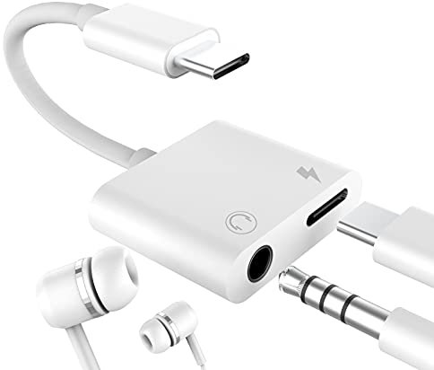 USB-C to 3.5mm Audio Accessories Type C Headphone Jack Adapter 2in1 DAC AUX Splitter Apple IPhone15 Pro Max Ipad Charging Dongle Compatible for Samsung LG Huawei Galaxy S23 S22 S21 FE Ultra Note10 S9