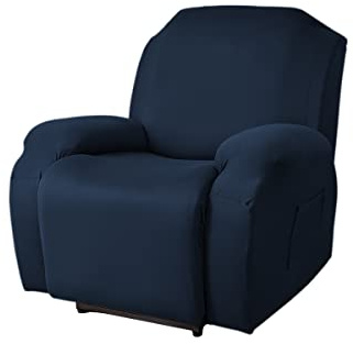 FANSU Copripoltrona Relax Reclinabile Elettrica Universale, Elasticizzato Copripoltrona 1 posto con Tasche, Fodere Poltrona Relax Lavabile Rimovibile (Blu navy)