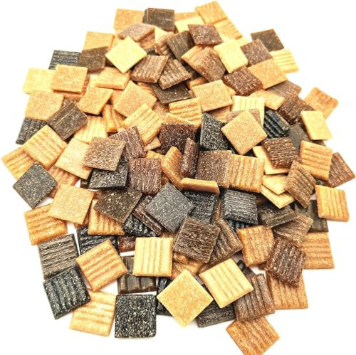 Azulejos de mosaico de cuarzo de 500 g, piedras de mosaico multicolor de 2 cm para manualidades, decoración de pared del hogar (mezcla de café)