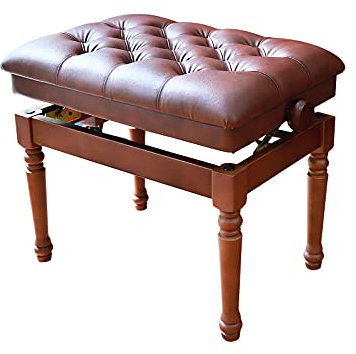 Moderner Solo Klavierhocker Keyboardbank Schminkhocker in Walnuss – Sofa Leder Klavierbank