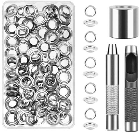 120 Pièces Trousse à œillets Outils,Diamètre Intérieur 10mm Oeillets MéTalliques Ensemble En Cuir Rivets Avec Outil De Perforation Pressez Pour Diy Couture Artisanat Bricolage