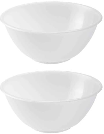 ANGIX Set of 2 Plastic Mixing Bowls 20cm (2000ml) Microwave & Dishwasher Safe, Transparent Nesting Bowl Set for Baking, Prep, Mixing & Serving Salad, Fruit & Vegetables