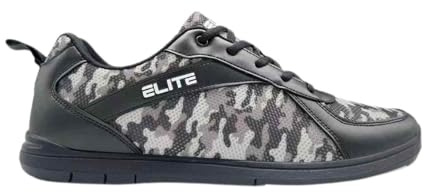 ELITE Men's Pinnacle Bowling Shoes - Lightweight, Universal Sliding Soles, Comfortable, and Performance-Enhancing (Grey Camo, US Footwear Size System, Adult, Men, Numeric, Medium, 10.5)