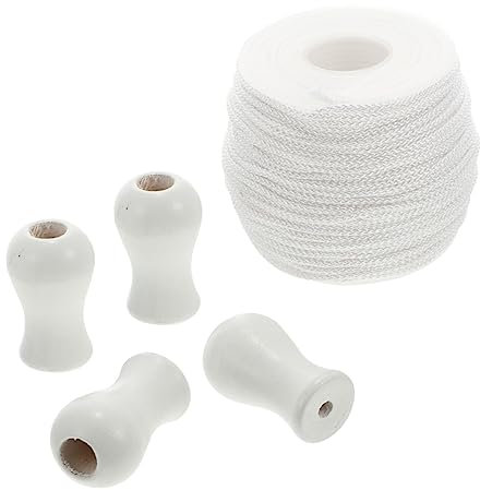 Alipis 1satz Holzperlen Raffhalter Für Vorhänge Zugkordel Mit Weißem Bindegarn Und Holzperlen Handgemachte Vorhangaccessoires Dekoration Von Wohnräumen Und