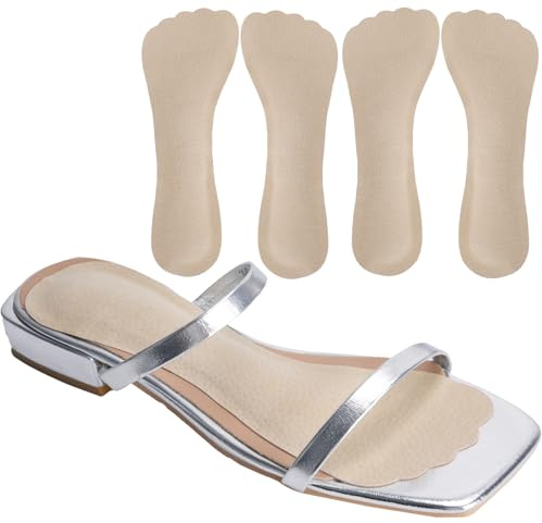 4 Count Pigskin High Heel Inserts Women, Cushion Insoles for Dress Shoes Anti-Slip, Adhesive Arch Support Shoe Inserts Shock Absorb, Insoles for Flats Open Toe Shoes No Show, S 5-8