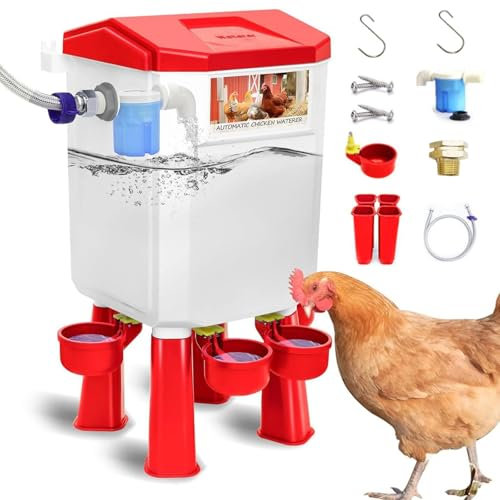 Hühnertränke Tränke, Automatische Hühnertränke 7 L, Freistehende Hühnerbewässerung mit verstellbaren Beinen, Hängende oder stehende Geflügeltränke, Chicken Waterer, BPA-Frei