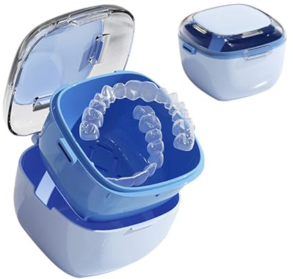 GmeDhc Caja Aparato Dental con Filtrar, Caja Ferula Dental, Caja de Dentaduras Postizas, Funda Aparato Dental Ortodoncia, Retenedor Dental, Caja de Retención, Caja de Baño de Dientes Falsos