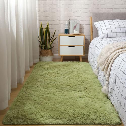 SBJKLYRN Carpeting Modern Soft Shaggy Carpet Light Luxury Minimalist Style Living Room Shaggy Anti-Skid Comfortable Large Rugs For Kids Living Room(Grass Green,80 * 100cm)