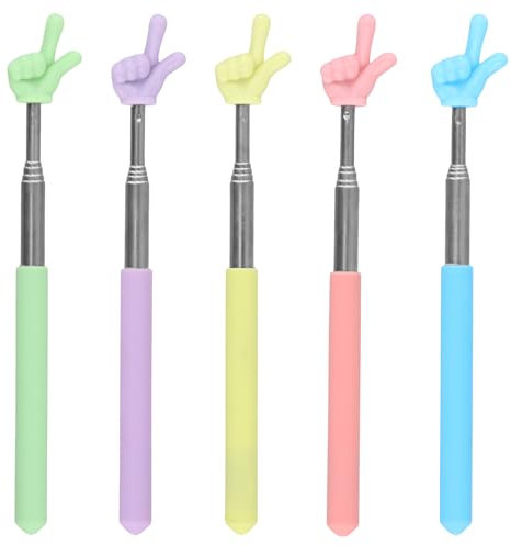 5 Pcs Puntero Telescópico Extensible Profesores 68cm, Punteros de Dedo Retráctiles, Acero Inoxidable Palo de Puntero de Dedo para Presentaciones en Aula, Escuela, Oficina, Material Didáctico (B)