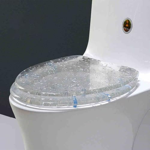 Cammeciso WC Sitz Aus Harz Mit Schnellverschluss,Transparenter WC-Sitz,Toilettendeckel,WC Sitz Toilettendeckel Glitzer,Transparenter Harz-WC-Sitz,Toilettendeckel Mit Absenkautomatik,V-förmige.