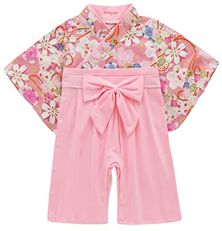 Generisch Body Argento Metallizzato Donna Neonato Ragazza Floreale Primavera Estate Manica Lunga Papillon Kimono Giapponese 1 Pz Tutina Tuta Costume Giapponese Body 92, Pk2, 12-18 Monate