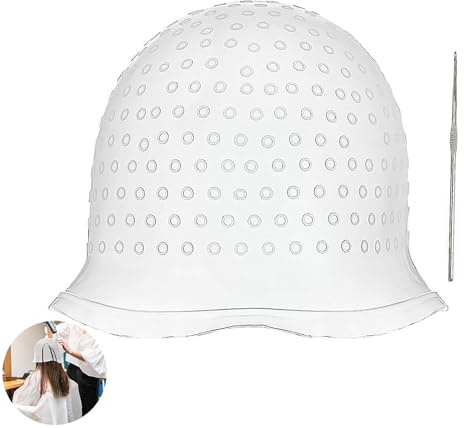 Highlighting Cap, Highlight Cap and Hook Kit, Hair Highlighting Kit, for Color Hair Salon Hairdressing Dyeing Staining Tools for Women Men(White)