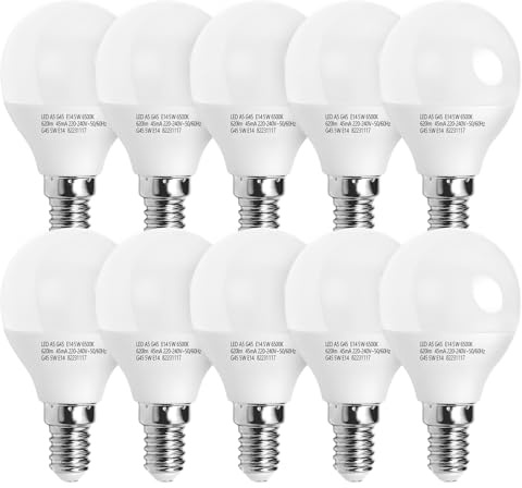 Aigostar - 10 x Bombilla LED E14 Luz Fría, 4.9W 6500K 420lm, Bombillas LED Cálido E14 Casquillo Fino, Bajo consumo, Ahorro de energía, CRI> 80, No Regulable - Caja de 10 Unidades
