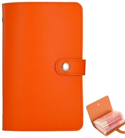 100 Envelopes Saving Challenge,Envelope Challenge Binder,Money Saving Wallet,Cash Binder,Includes Saving Notebook & Binder 50 Pages,Cash Budget Money Saving Book for Couples,Offices and Home(Orange)