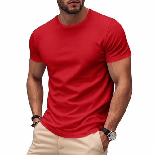 T-shirt à manches courtes et col rond pour homme - Coupe ajustée - Séchage rapide | T-shirt de sport respirant et infroissable pour gym, course à pied, loisirs quotidiens