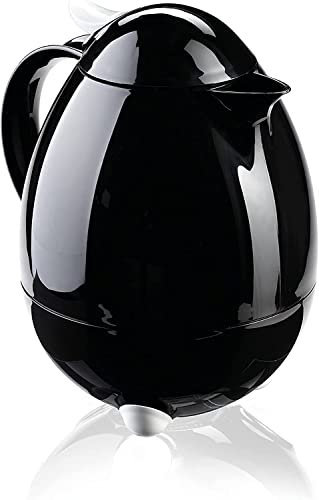 Leifheit Columbus 1, 0 L Isolierkanne, 100% dicht, Thermoskanne mit bewährter Aromataste, praktisches Öffnen und Schließen mit einer Hand, Kaffeekanne, Teekanne, schwarz, hochglanz