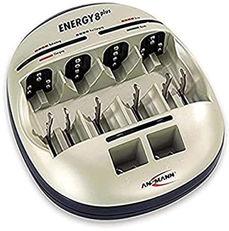 Ansmann Energy 8 Plus Smart Battery Charger Universal Maintenance Station for AAA, AA, C, D, 9V Rechargeable Batteries