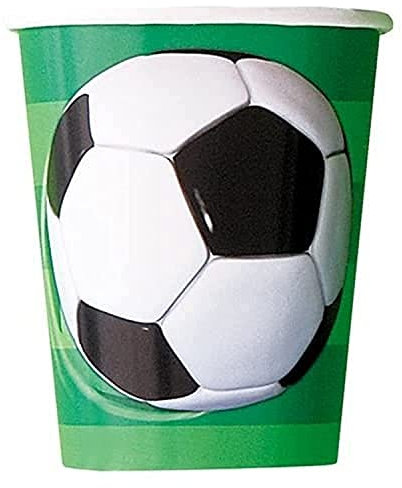 Unique Party - 27306 - Paquet de 8 Gobelets en Carton - Football - 266 ml, Sable