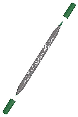 ONLINE Calli.Brush Pen mit Double-Tip, Pinsel- und Kalligraphie-Spitze, Handlettering Brush-Pens in verschiedenen Farben, bunte Bullet-Journal Stifte für Kalligrafie, Aquarell, Farbe: Dunkelgrün