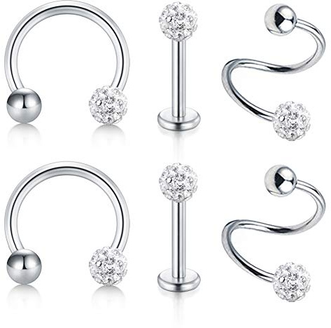 AceFun Ensemble de Bijoux de Perçage 16G Piercing Tragus Anneaux Nez Septum Lèvre Labret Oreille Cartilage Helix Sourcil Piercing